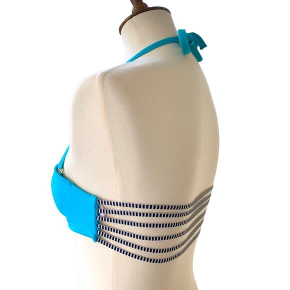 Victoria's Secret Bungee Cord Bandeau Bikini Top Blue Size 32B - Picture 6 of 8